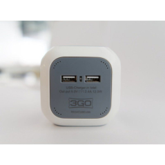 Regleta 3GO REG4CUBEUSB/ 4 Tomas de corriente/ 2 USB/ Cable 1.4m/ Blanca y Gris