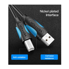 Cable USB 2.0 Impresora Vention VAS-A16-B200/ USB Tipo-B Macho - USB Macho/ 2m/ Negro