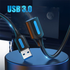 Cable Alargador USB 3.0 Vention CBHBH/ USB Macho - USB Hembra/ 2m/ Negro