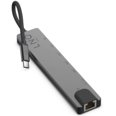 Hub USB Tipo-C Linq LQ48010/ 1xUSB Tipo-C/ 2xUSB/ 1xHDMI 4K/ 1xRJ45/ 1xLector Tarjetas SD y Micro/ 1xUSB Tipo-C PD/ Gris