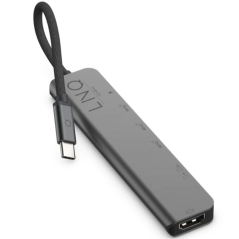 Hub USB Tipo-C Linq LQ48016/ 1xUSB Tipo-C/ 2xUSB/ 1xHDMI 4K/ 1xLector de Tarjeta SD y Micro/ 1xUSB Tipo-C PD/ Gris