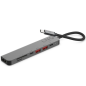 Hub USB Tipo-C Linq LQ48016/ 1xUSB Tipo-C/ 2xUSB/ 1xHDMI 4K/ 1xLector de Tarjeta SD y Micro/ 1xUSB Tipo-C PD/ Gris